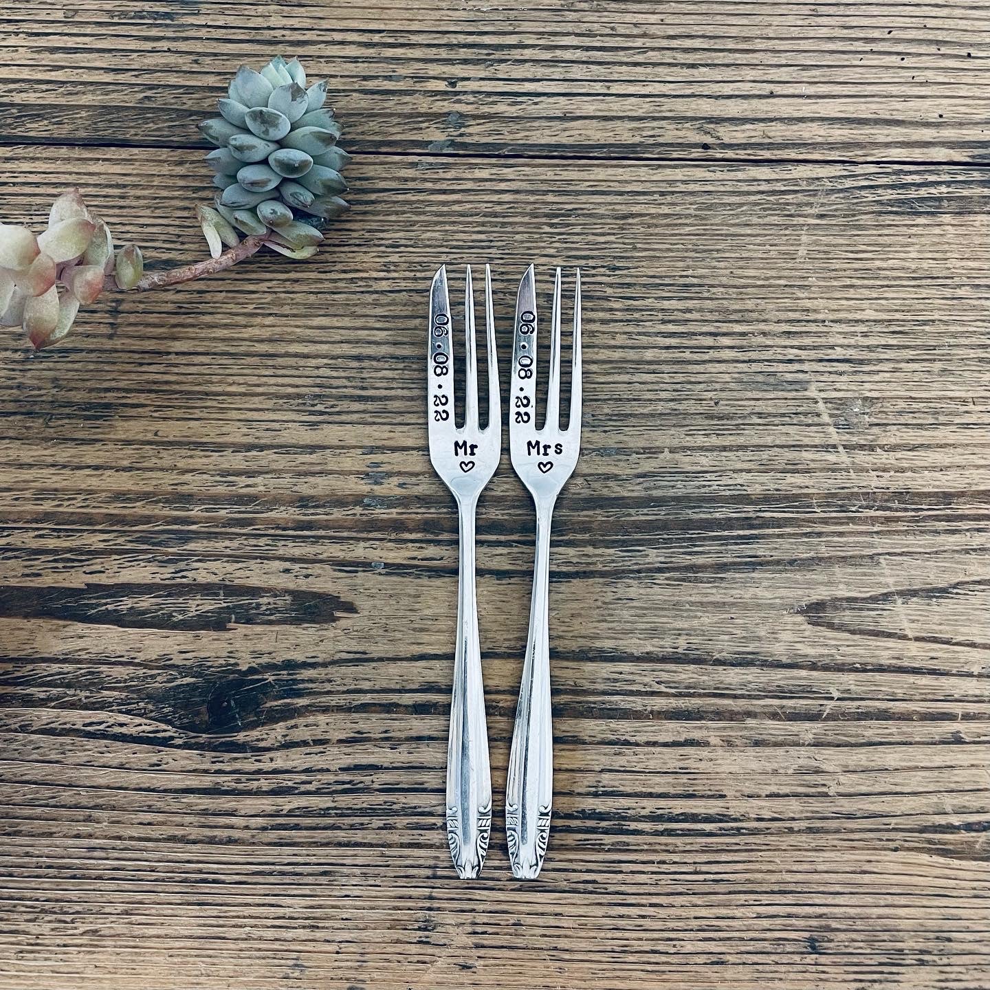 Personalised Wedding Cake Forks - Set of Two