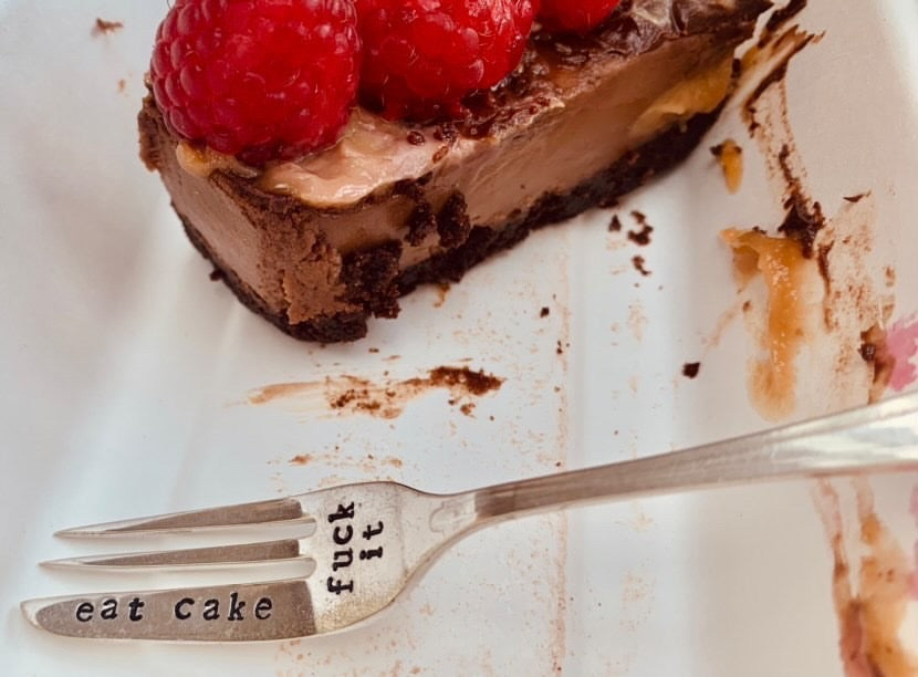 Fuck it, Eat Cake - Vintage Cake Fork | Hand-Stamped Silver Plated Cutlery