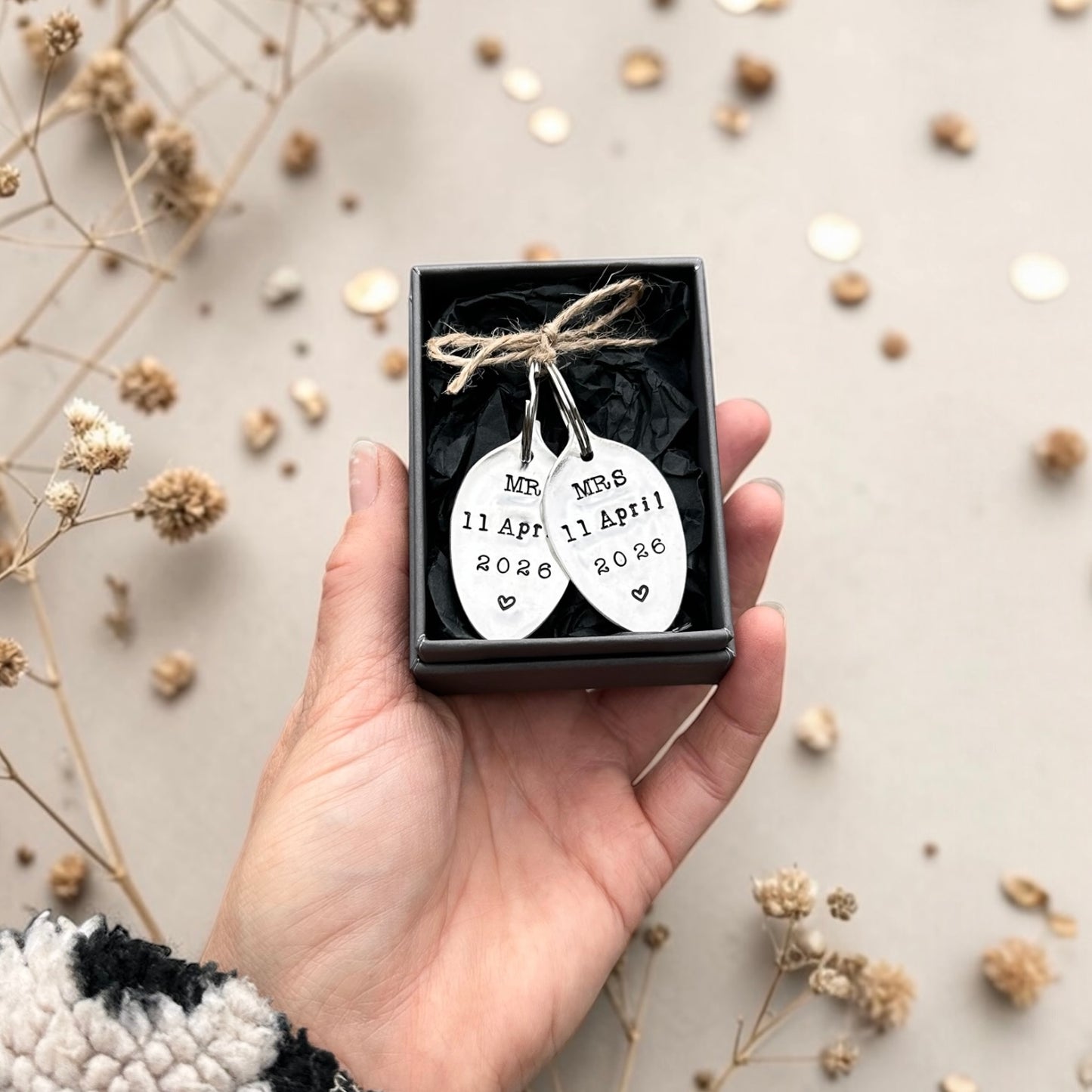 Personalised Vintage Spoon Keyring Set of Two