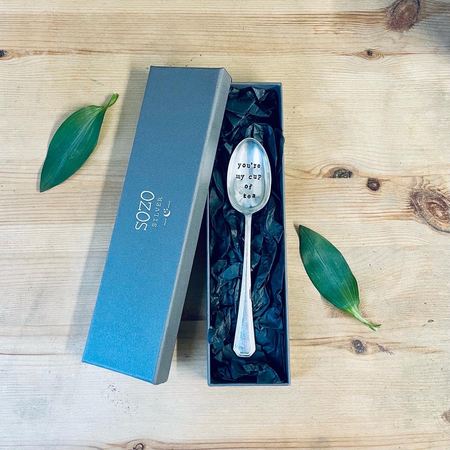 Personalised Silver Plated Vintage Teaspoon | Hand-Stamped Custom Message | Ornate or Plain Handle