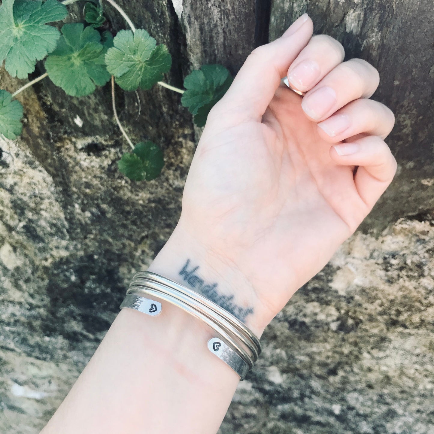 Hand-Stamped Personalised Hidden Message Band | Custom Aluminium Affirmation Bracelet
