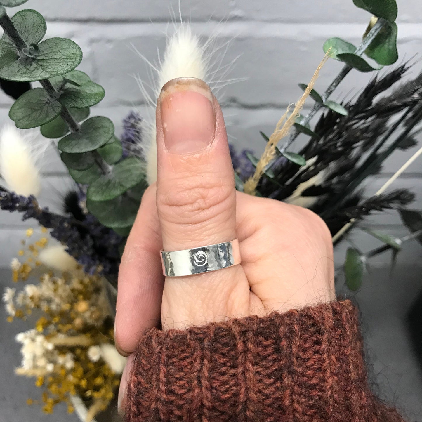 Personalised Sterling Silver Hidden Message Ring | Hand-Textured & Hand-Stamped