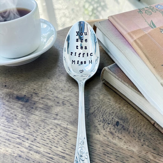 Personalised Teacher Gift  'You Are Tea Riffic' Vintage Teaspoon