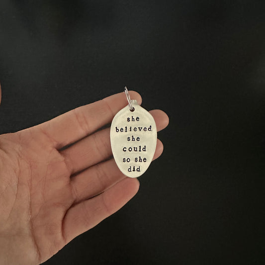 She believed she could, so she did - Vintage Spoon Keyring