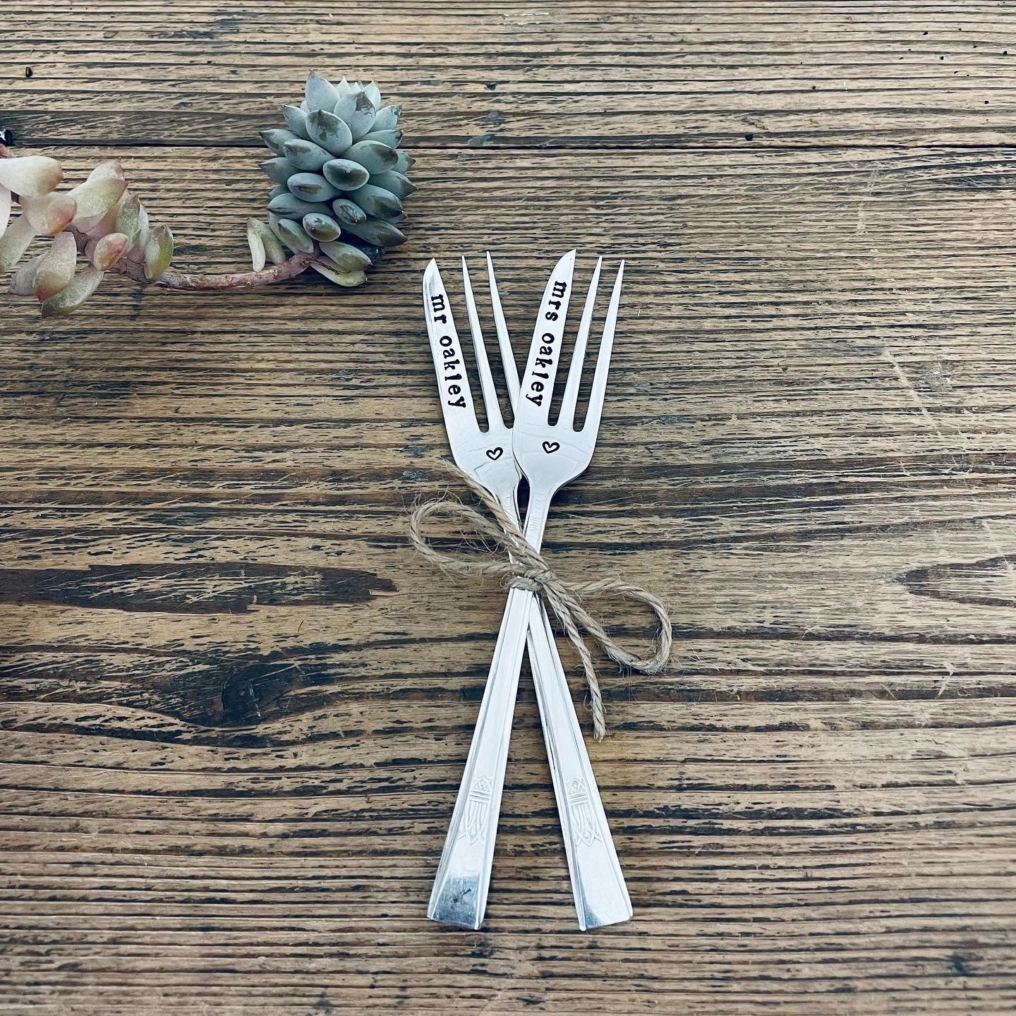 Personalised Wedding Cake Forks - Set of Two