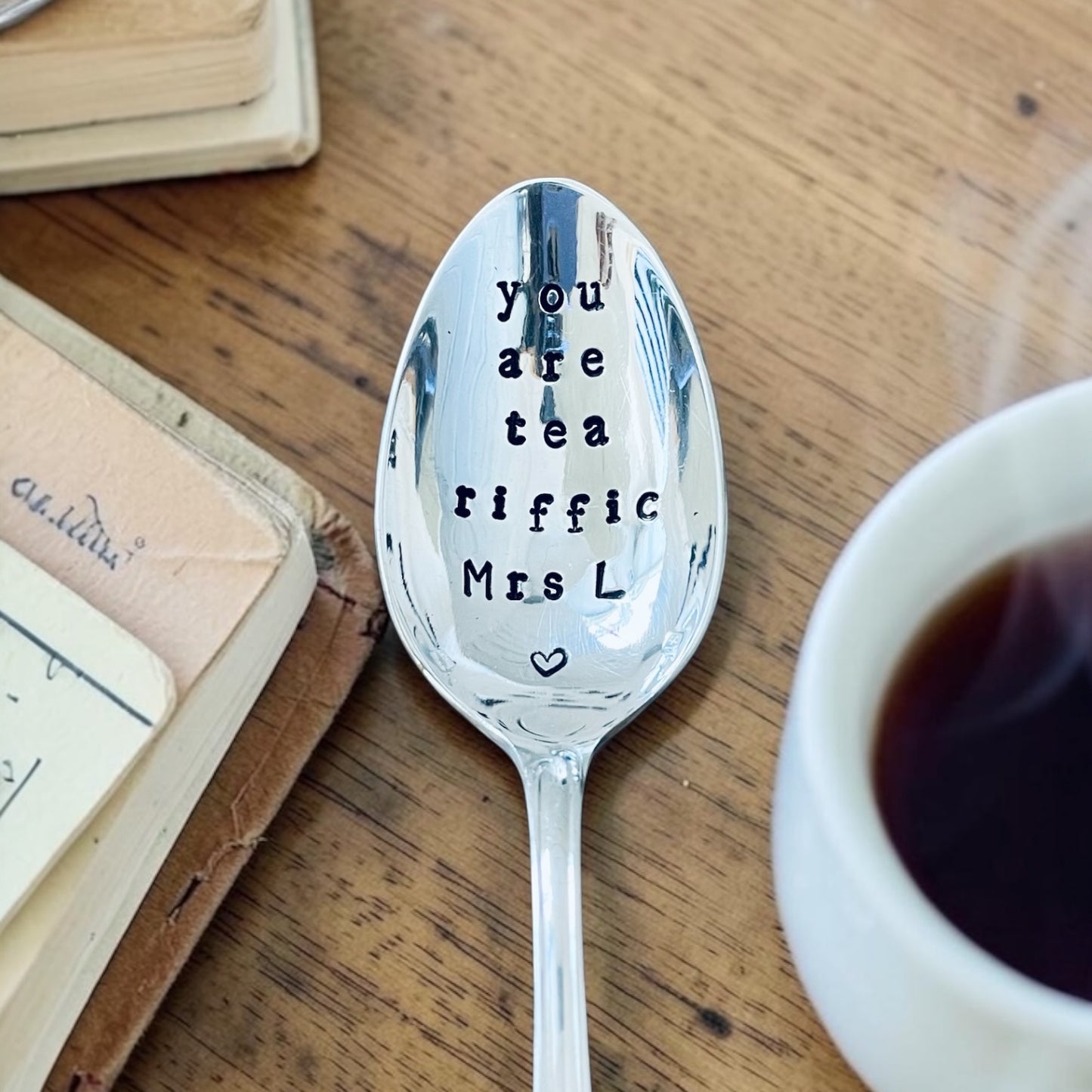 Personalised Teacher Gift  'You Are Tea Riffic' Vintage Teaspoon