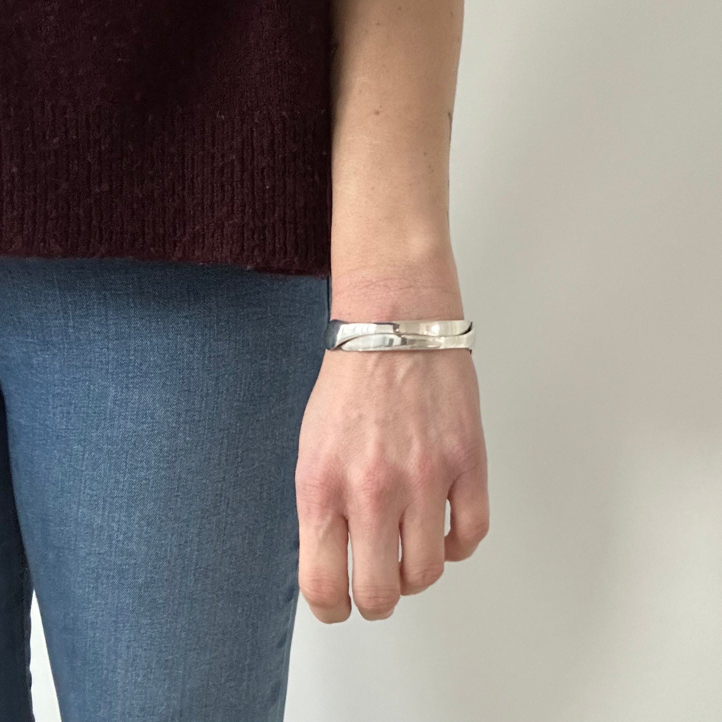 Sterling Silver London 1814 Sugar Tong Bangle(A0450)