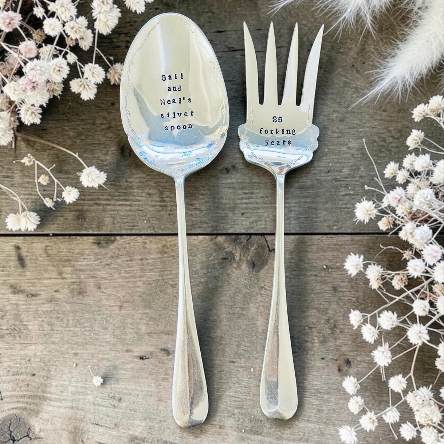 Personalised Vintage Fork & Spoon Serving Set