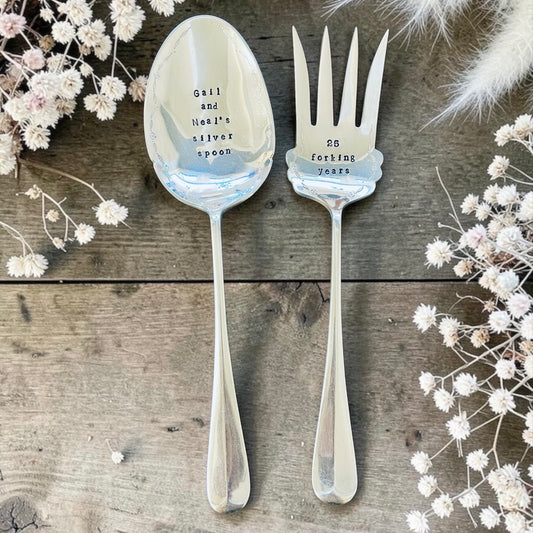 Personalised Vintage Fork & Spoon Serving Set