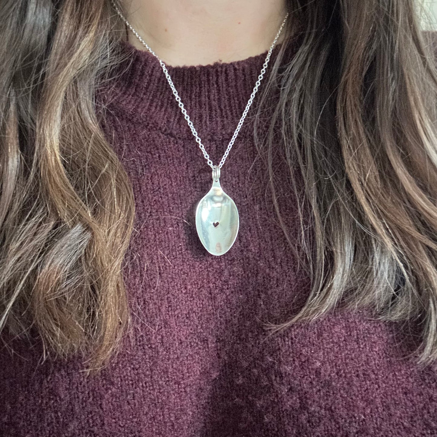 Silver Heart Spoon Necklace