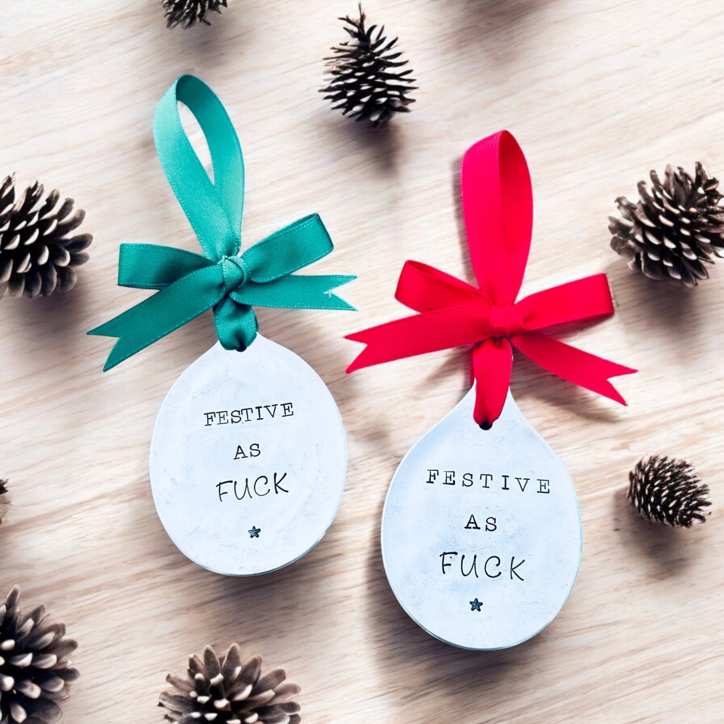 Festive as FUCK- Vintage Spoon Tree Decoration