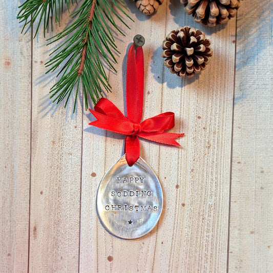 Happy Sodding Christmas - Vintage Spoon Tree Decoration