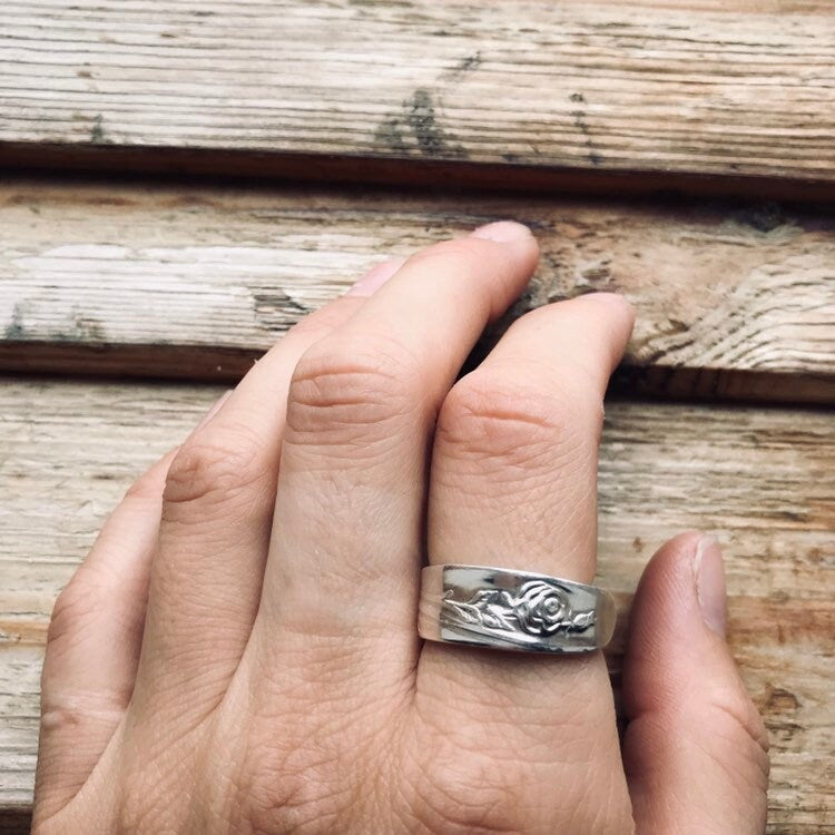 Rose Spoon Ring - Silver Plated