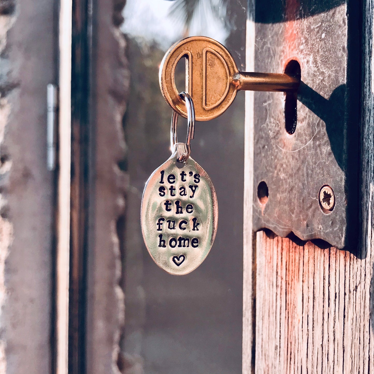 Let’s Stay the Fuck Home - Vintage Spoon Keyring