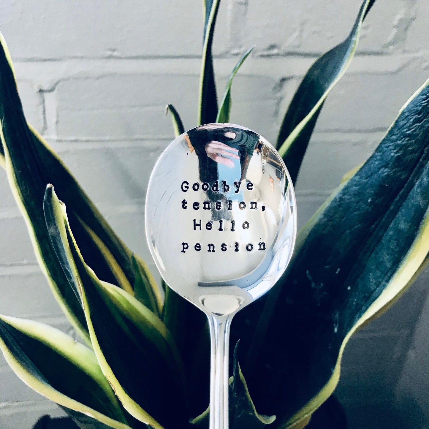 Retirement Hand Stamped Vintage Soup Spoon