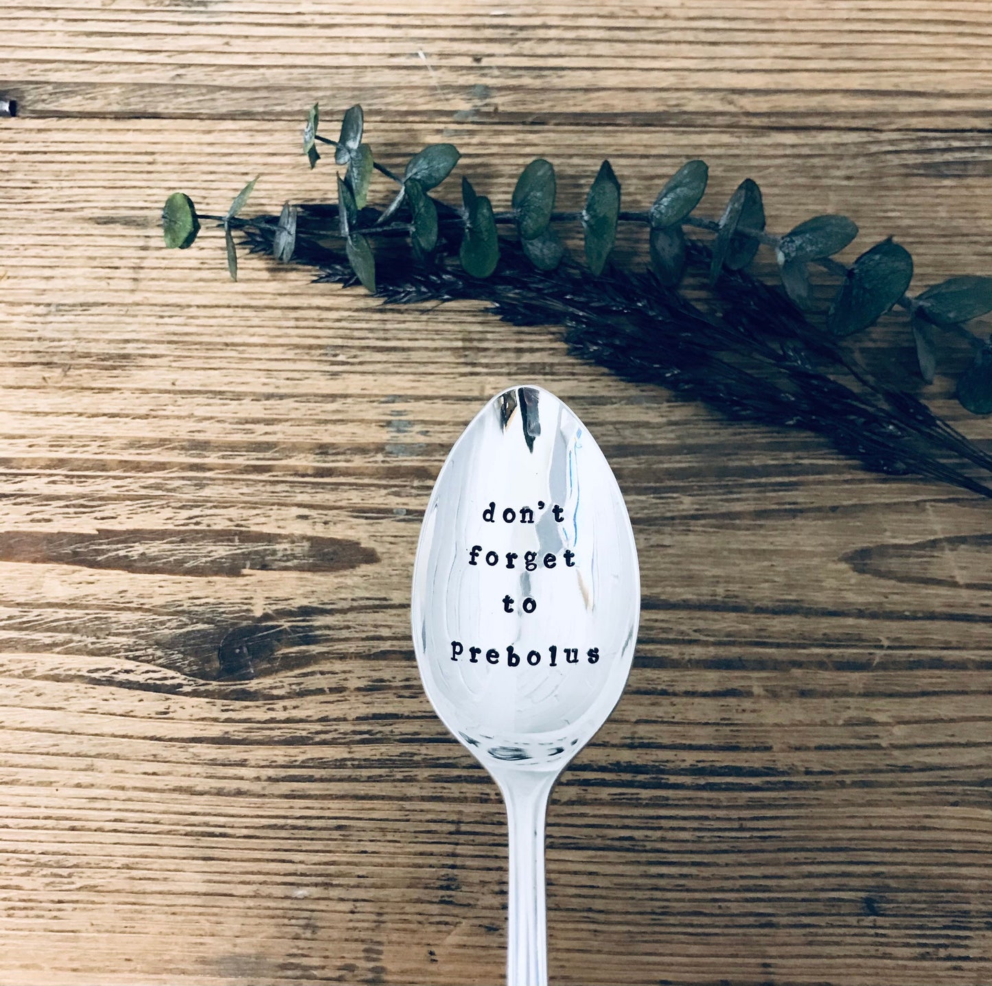 Prebolus- Diabetes reminder - Hand Stamped Vintage Desert Spoon- SOZO Silver