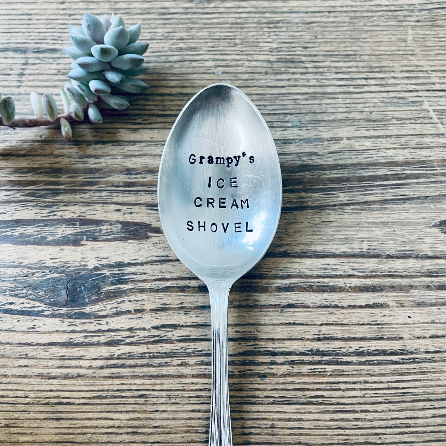 Personalised Ice Cream Shovel - Stamped Vintage Desert Spoon - SOZO Silver