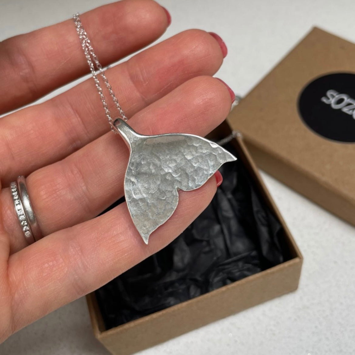 Whale Tail Necklace - Sterling Silver